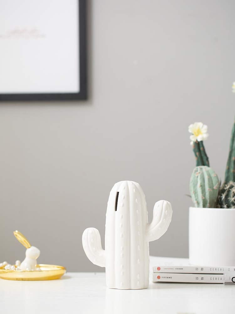MASSJOY Ceramic Cactus Piggy Bank, Home Living Room Wine Cabinet Decoration Gift. - Image 2